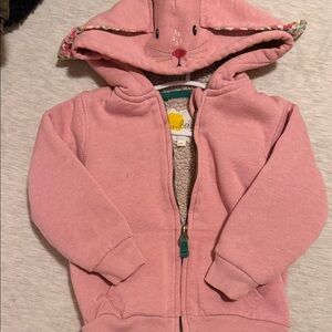 Mini Boden Pink Bunny Hooded Sherpa-Lined Zip Hoodie